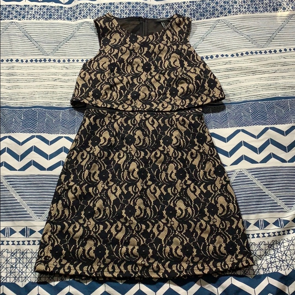 Sleeveless illusion eyelet lace dress